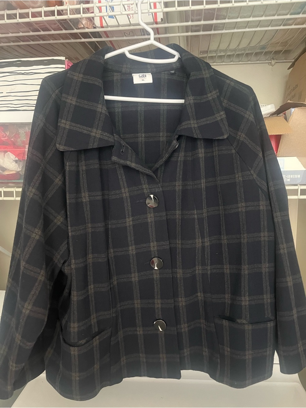 CAbi blue and green plaid shacket Size XL